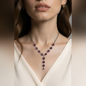 Vintage 1928 purple stone stamped necklace